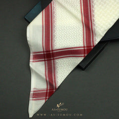 RARE CREAM & RED LINE SAUDI SHEMAGH SCARF CS1