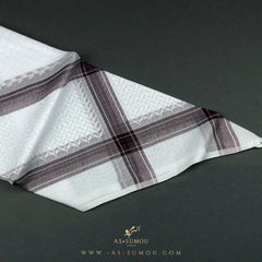 RARE WHITE & PURPLE LINE SAUDI SHEMAGH SCARF WS6