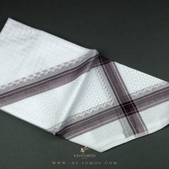 RARE WHITE & PURPLE LINE SAUDI SHEMAGH SCARF WS6