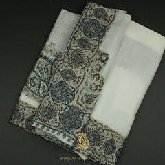 PREMIUM WHITE AUTHENTIC OMANI MASSAR SCARF OM154