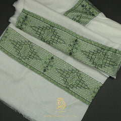 PREMIUM WHITE AUTHENTIC OMANI MASSAR SCARF OM122