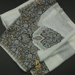 PREMIUM WHITE AUTHENTIC OMANI MASSAR SCARF OM99