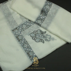 PREMIUM WHITE AUTHENTIC YEMENI SHEMAGH SCARF WH194