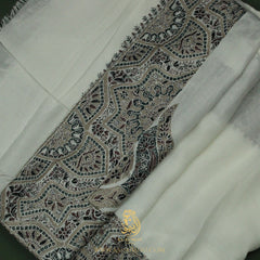 PREMIUM WHITE AUTHENTIC OMANI MASSAR SCARF OM115