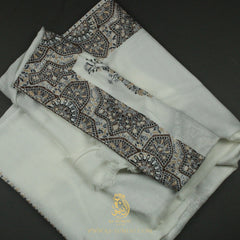 PREMIUM WHITE AUTHENTIC OMANI MASSAR SCARF OM101