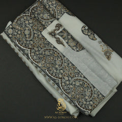 PREMIUM WHITE AUTHENTIC OMANI MASSAR SCARF OM109