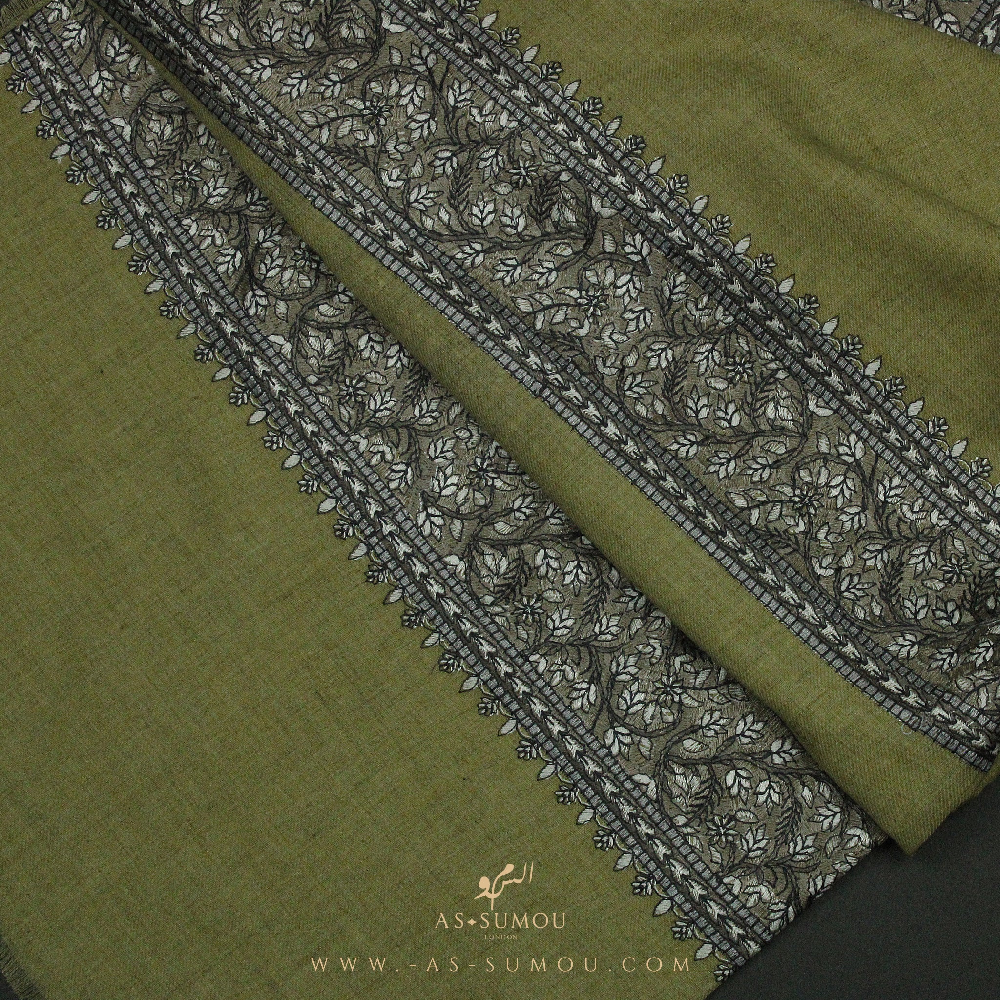 PREMIUM OLIVE AUTHENTIC OMANI MASSAR SCARF OM58