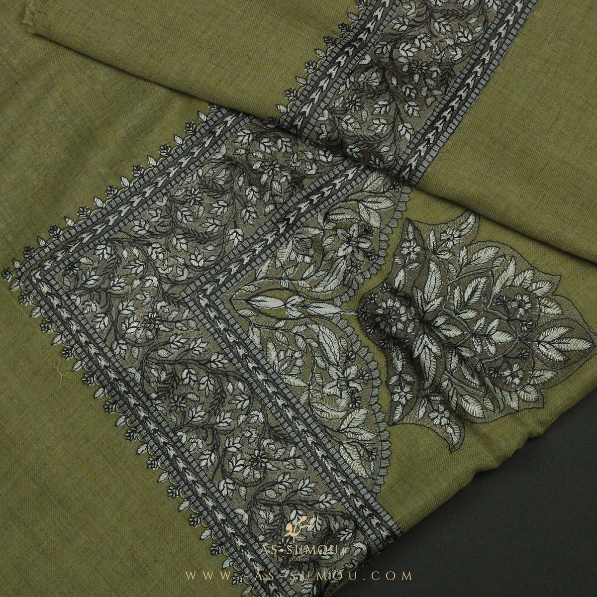 PREMIUM OLIVE AUTHENTIC OMANI MASSAR SCARF OM58