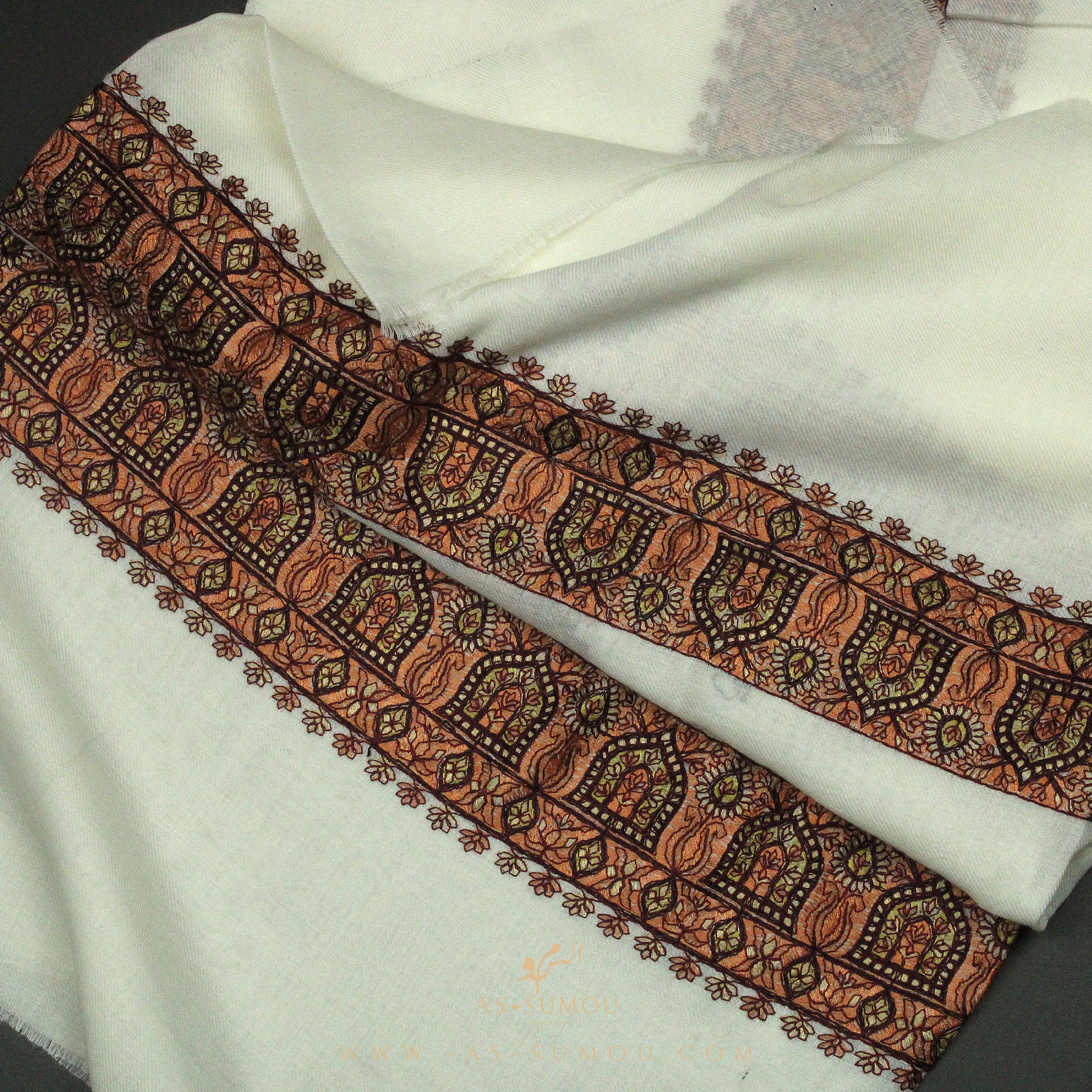 PREMIUM WHITE AUTHENTIC YEMENI SHEMAGH SCARF WH100