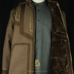 RARE WARM TAUPE HOODED FARWA COAT FR15