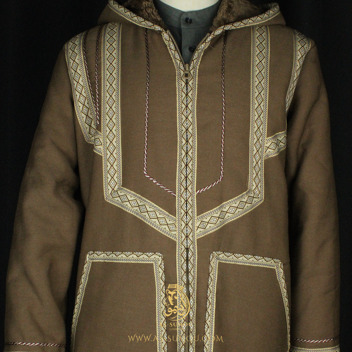 RARE MUTED OLIVE HOODED FARWA COAT FR14