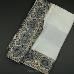 PREMIUM WHITE AUTHENTIC OMANI MASSAR SCARF OM153