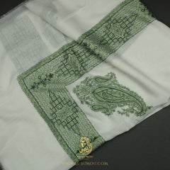 PREMIUM WHITE AUTHENTIC OMANI MASSAR SCARF OM122
