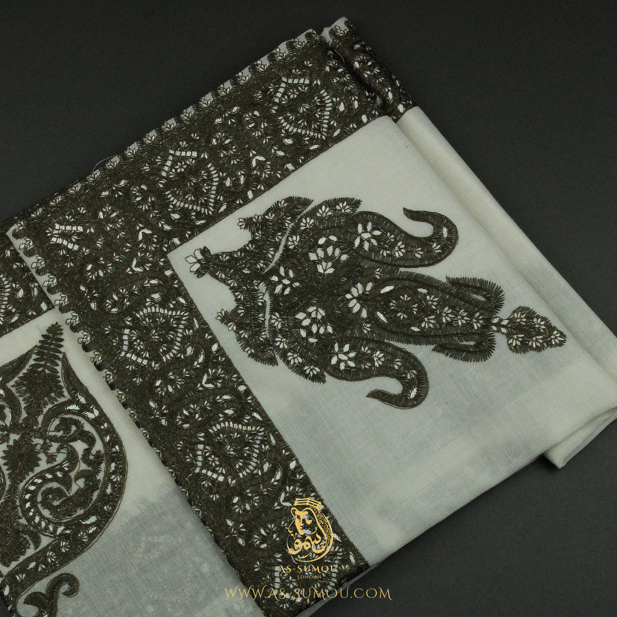 PREMIUM WHITE AUTHENTIC YEMENI SHEMAGH SCARF WH216