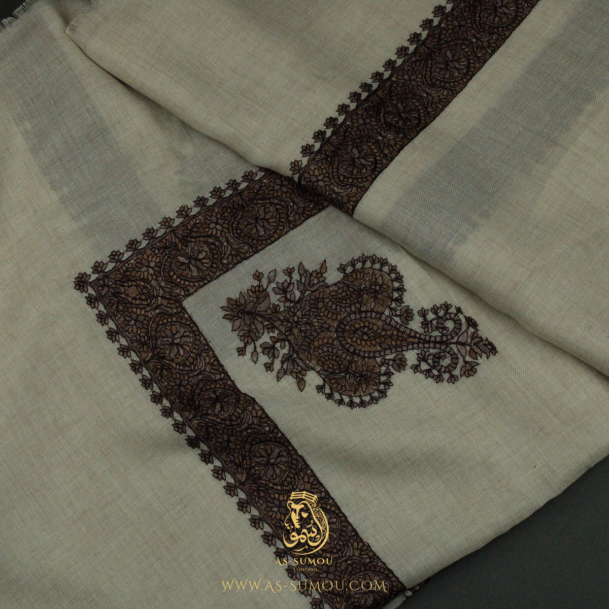 PREMIUM TAUPE AUTHENTIC YEMENI SHEMAGH SCARF SE255