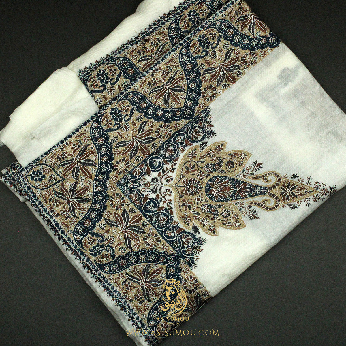 PREMIUM WHITE AUTHENTIC OMANI MASSAR SCARF OM129
