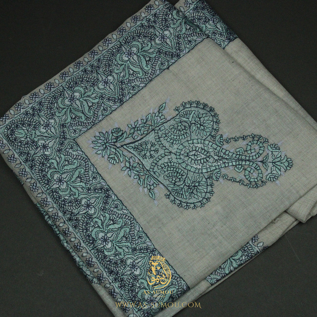 PREMIUM GREY AUTHENTIC OMANI MASSAR SCARF OM158