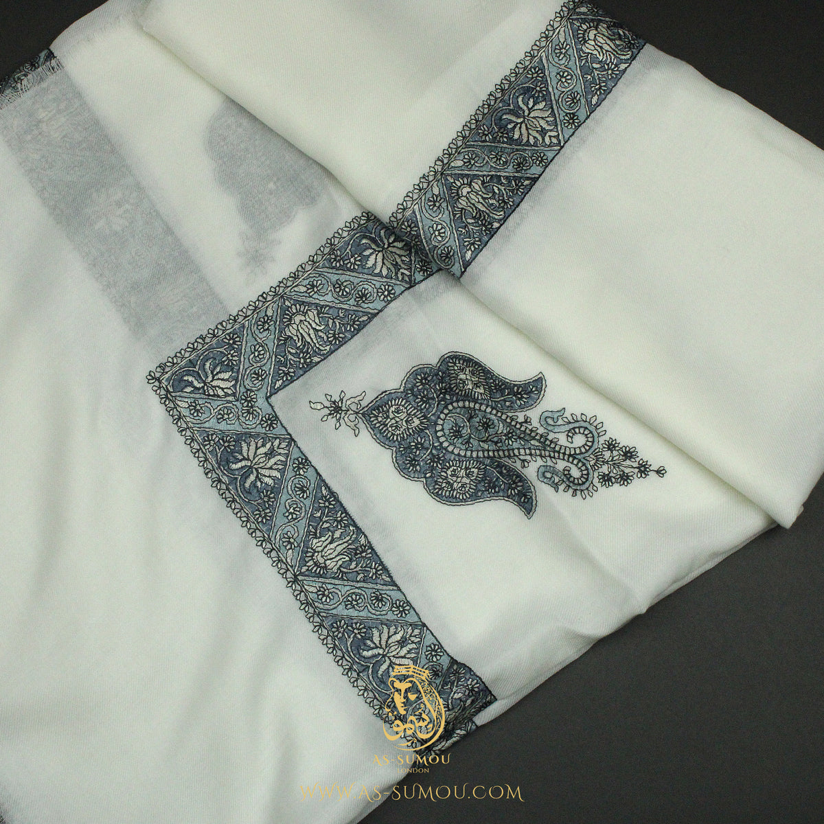 PREMIUM WHITE AUTHENTIC YEMENI SHEMAGH SCARF WH196