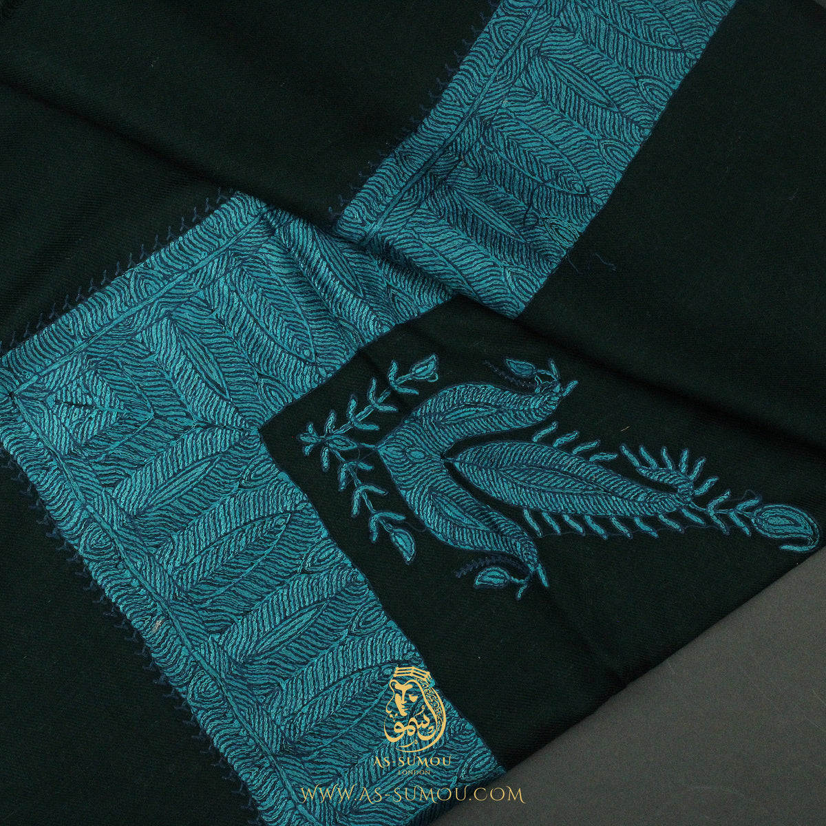 Premium Dark Green Elegant Qatari Shemagh Scarf QR62