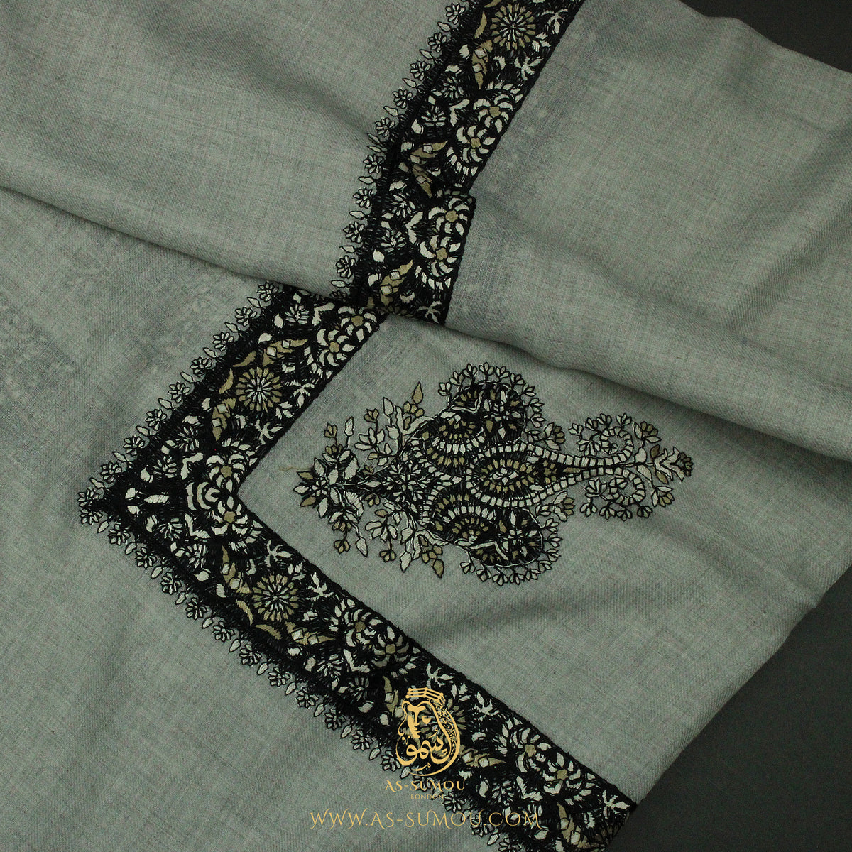 Premium Grey Authentic Yemeni Shemagh Scarf SE290
