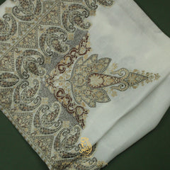 PREMIUM WHITE AUTHENTIC OMANI MASSAR SCARF OM118
