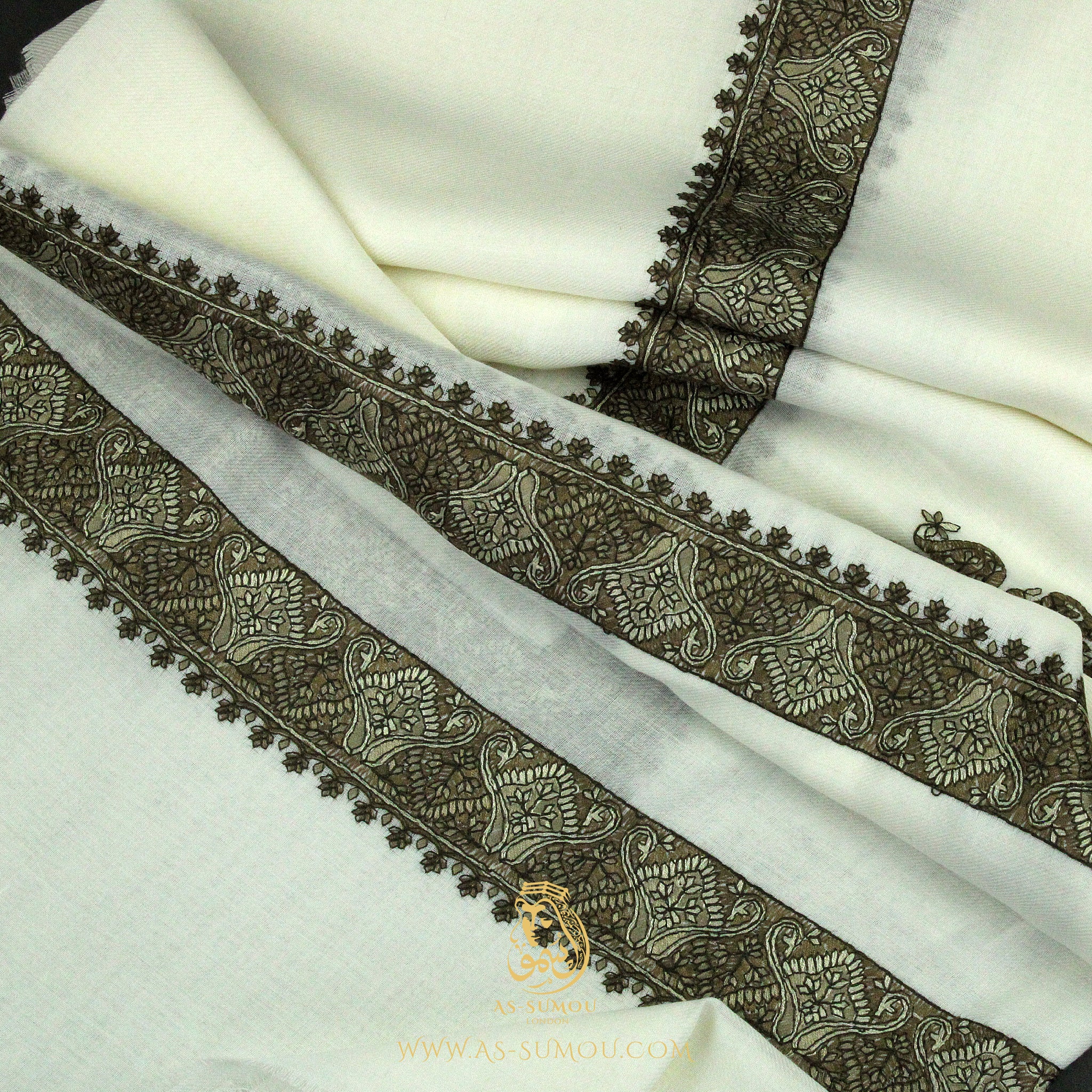 PREMIUM WHITE AUTHENTIC YEMENI SHEMAGH SCARF WH152