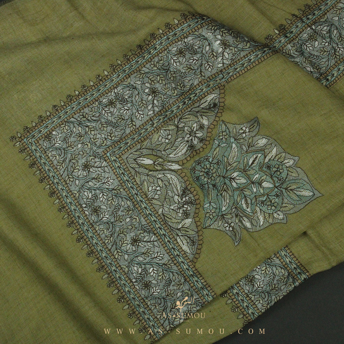 PREMIUM OLIVE AUTHENTIC OMANI MASSAR SCARF OM64