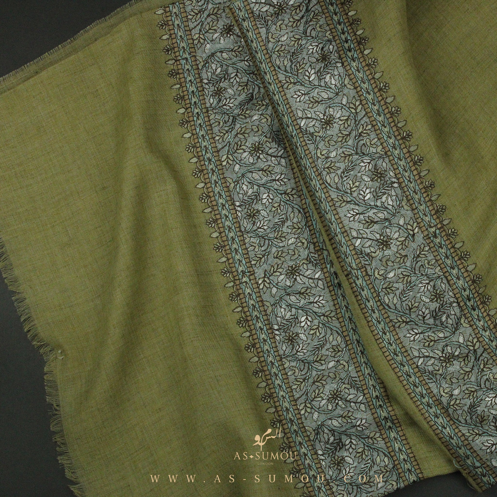 PREMIUM OLIVE AUTHENTIC OMANI MASSAR SCARF OM64