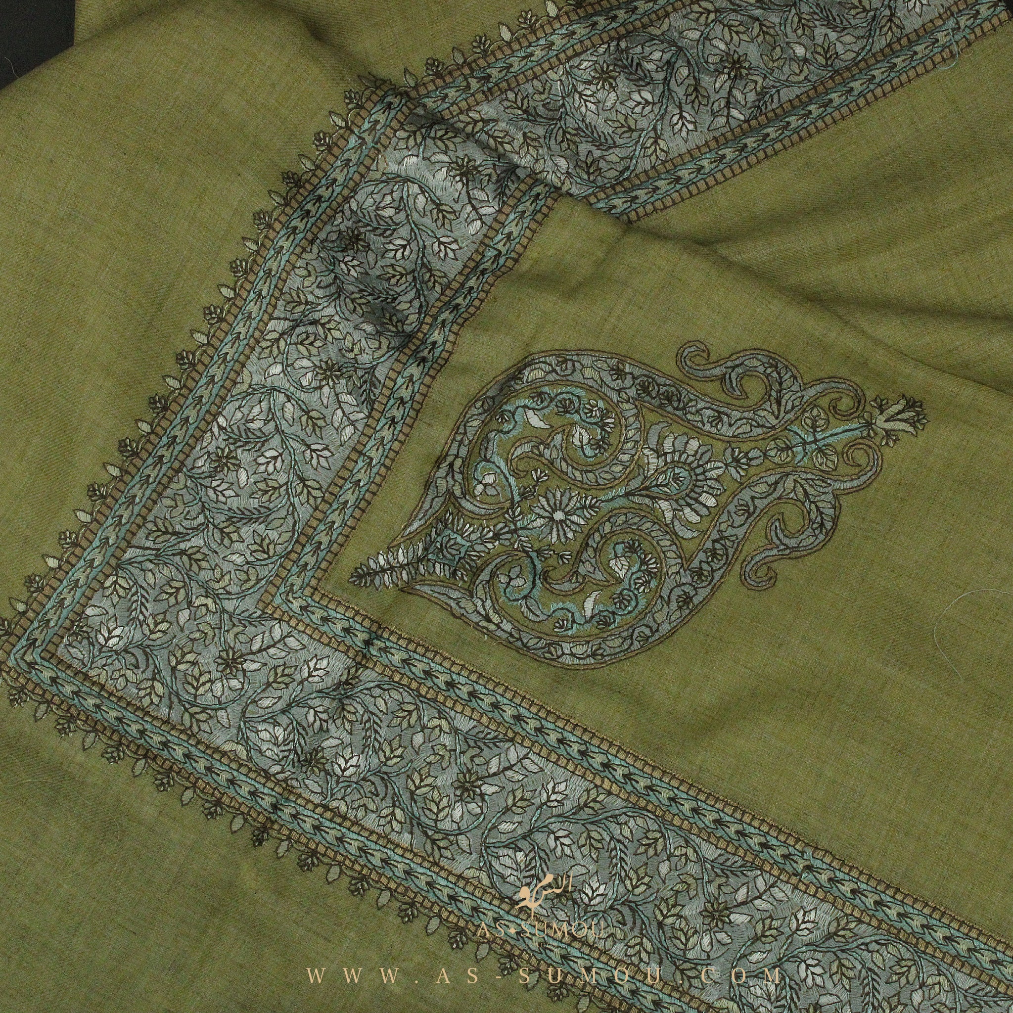 PREMIUM OLIVE AUTHENTIC OMANI MASSAR SCARF OM64