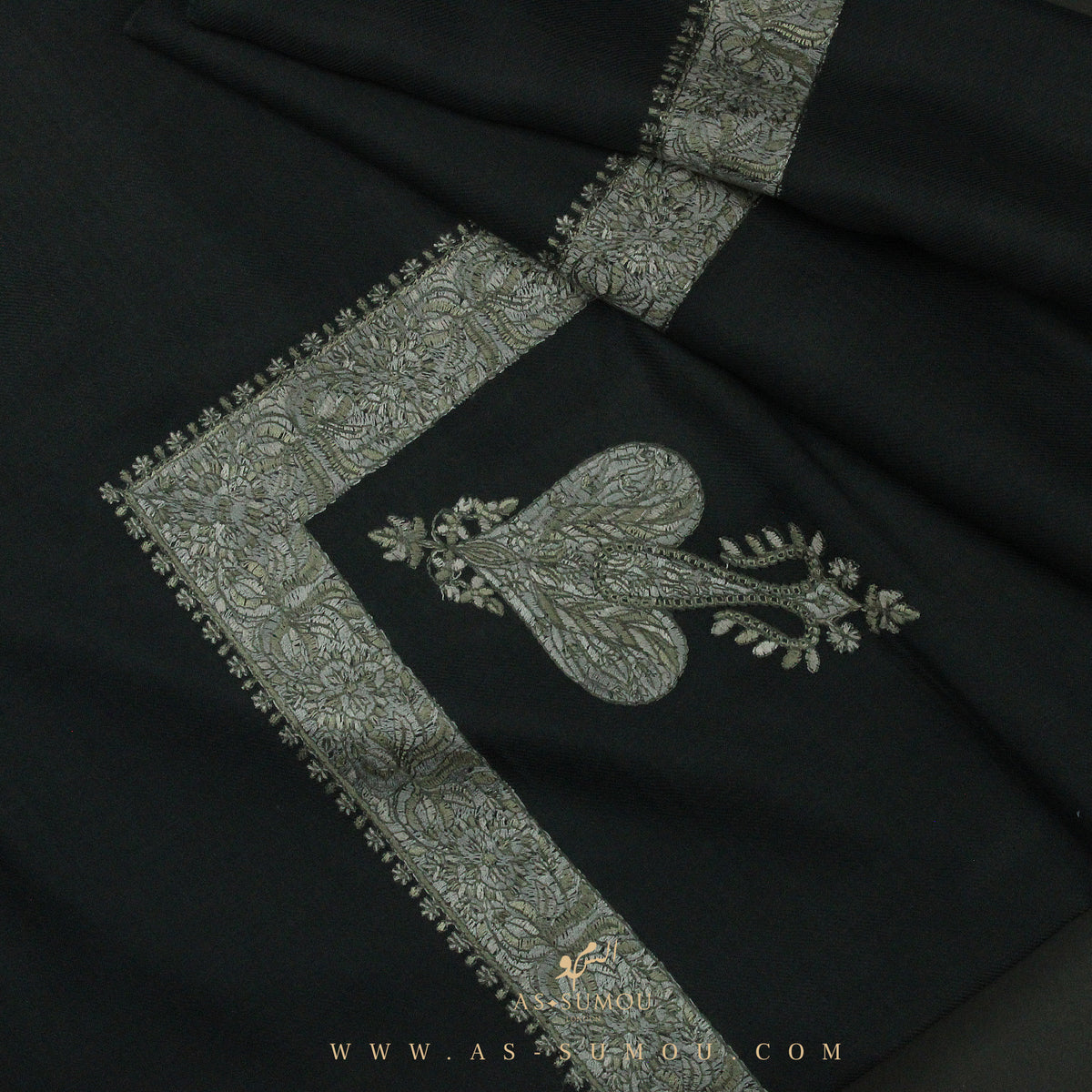 PREMIUM CHARCOAL AUTHENTIC YEMENI SHEMAGH SCARF SE90
