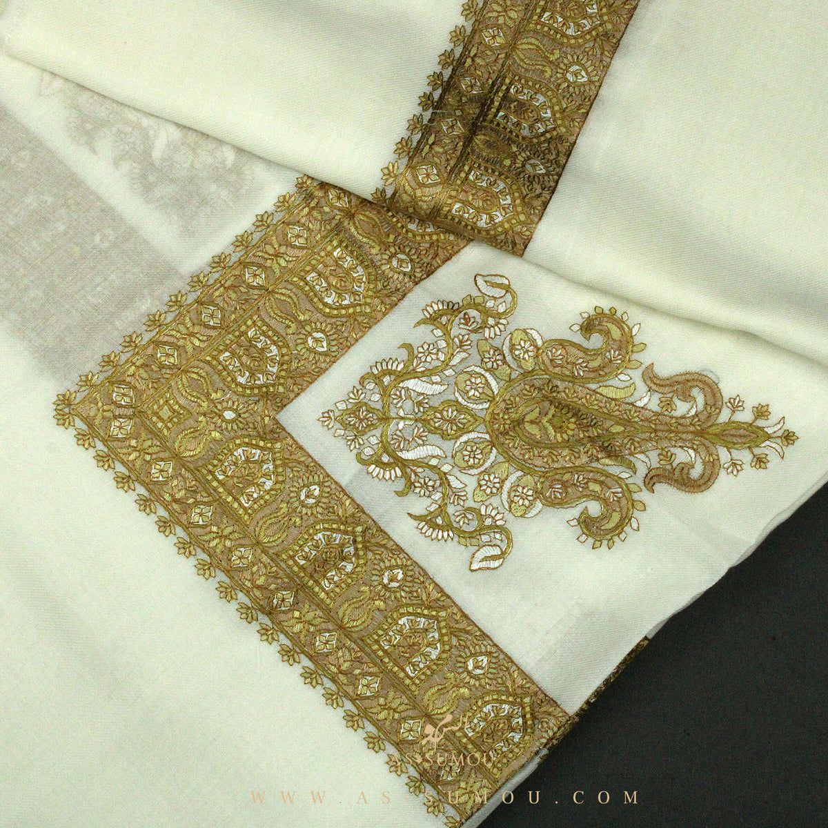 PREMIUM WHITE AUTHENTIC YEMENI SHEMAGH SCARF WH110