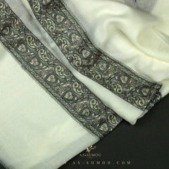 PREMIUM WHITE AUTHENTIC YEMENI SHEMAGH SCARF WH111