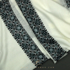 PREMIUM WHITE AUTHENTIC YEMENI SHEMAGH SCARF WH112