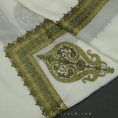 PREMIUM WHITE AUTHENTIC YEMENI SHEMAGH SCARF WH122