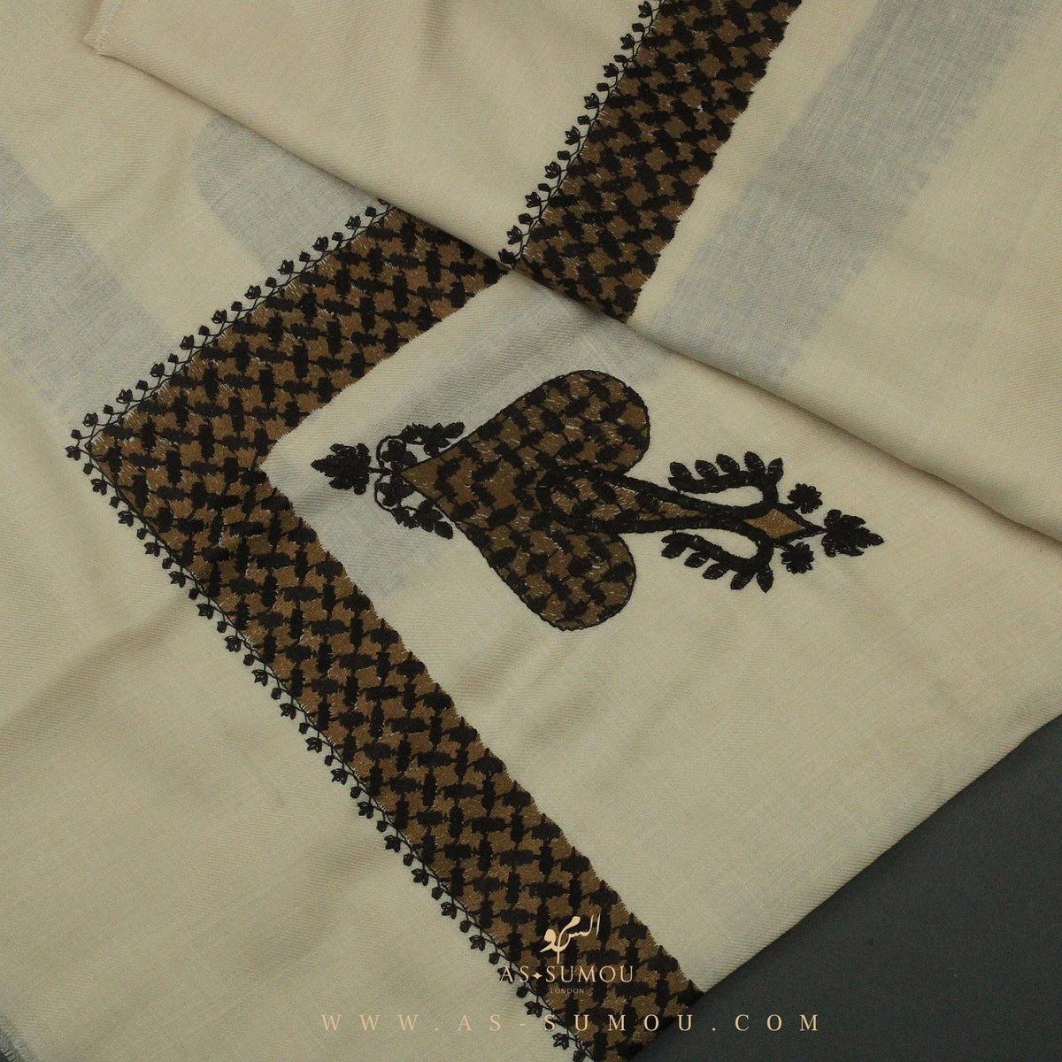 PREMIUM CREAM KEFFIYEH INSPIRED SHEMAGH SCARF VW27