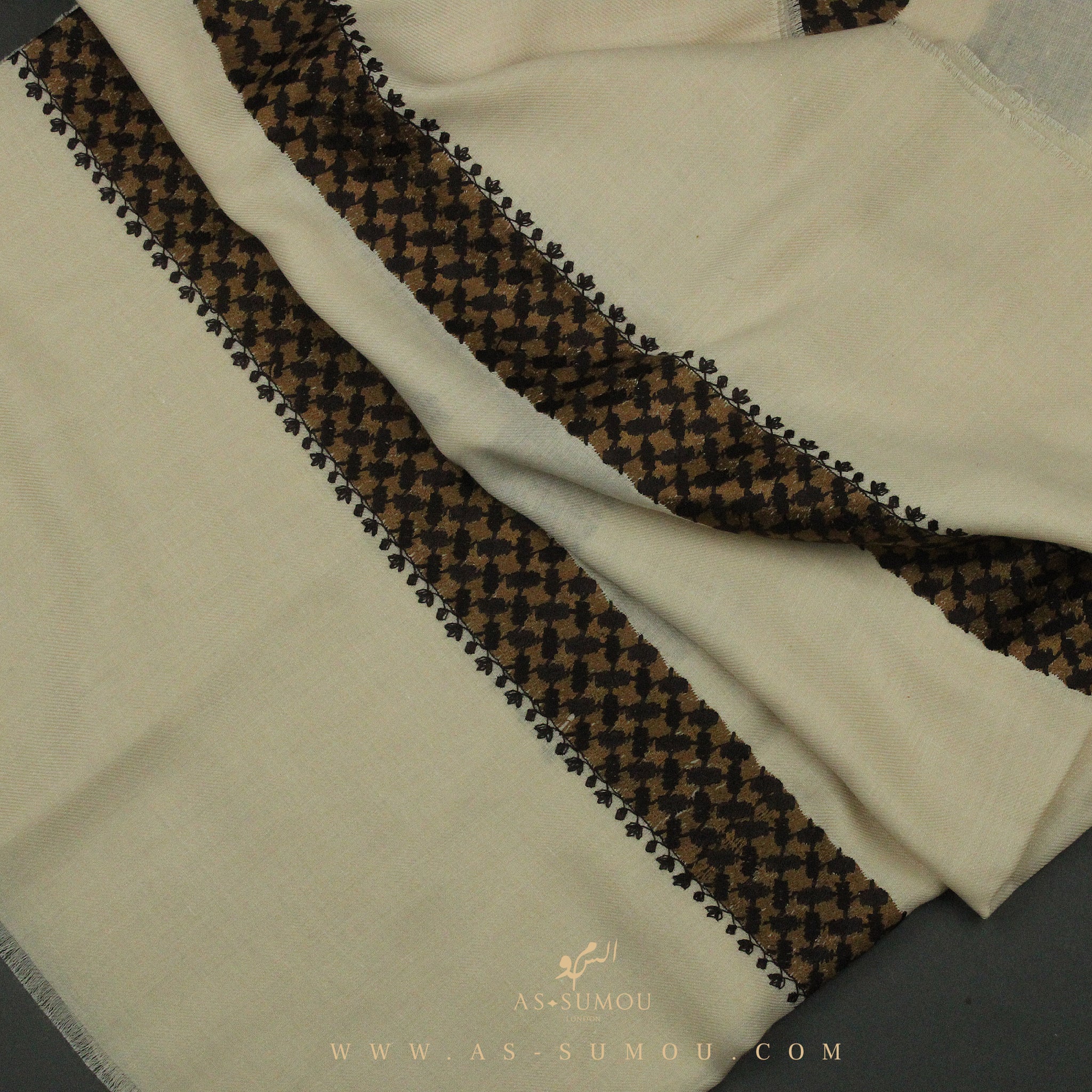 PREMIUM CREAM KEFFIYEH INSPIRED SHEMAGH SCARF VW27